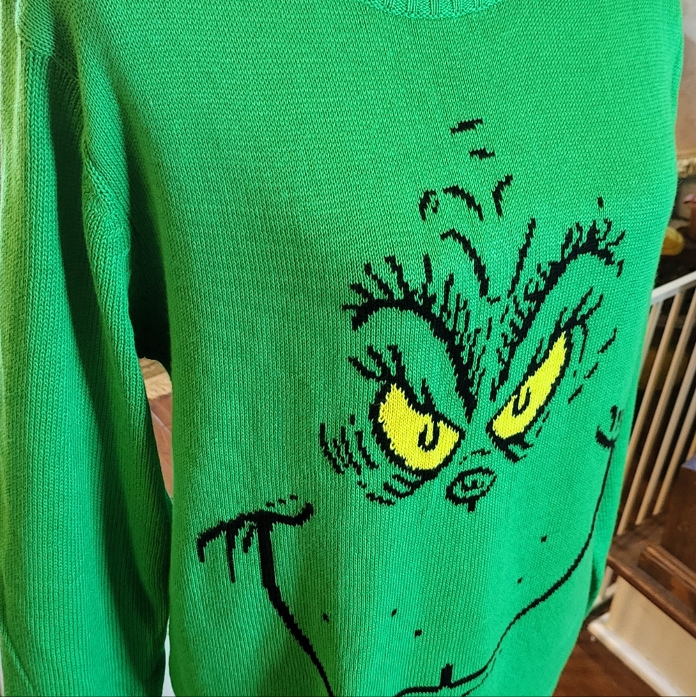 Dr.Seuss Grinch Christmas Crewneck Sweater by Hybrid Apparel Size: M/M Color: Gn